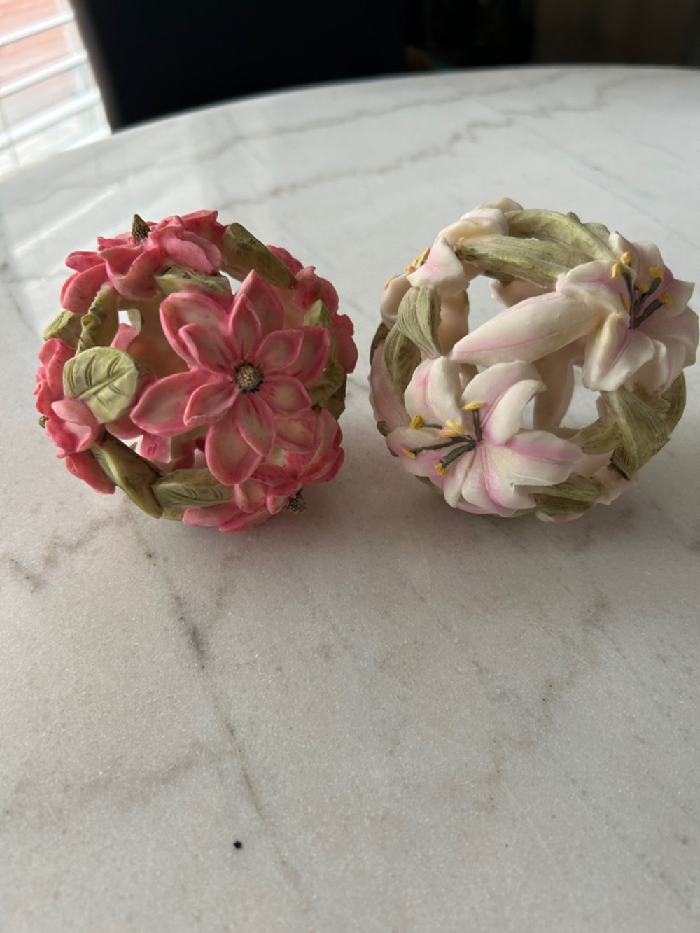Floral Sphere Accents - Pink and White Decorative Home Accents